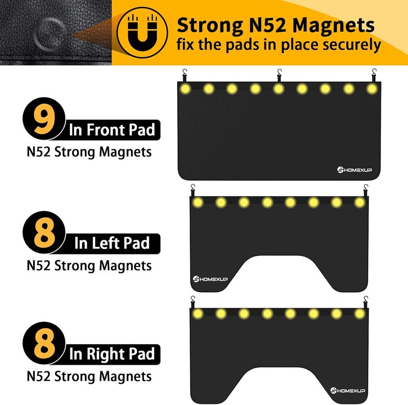 HOMEXUP 3-Piece Magnetic Fender Covers for Mechanics - 25 Strong Magnets & 7 Hooks - Dual-Layer Car Fender Protector Mats, Waterproof, Universal Fit for Sedans, Station Wagons with Storage Bag（Size L） - Image 4